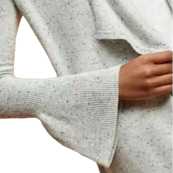 💀Moth Lyra Bell Sleeve Waterfall Cardigan/Sweater in Light Speckled Grey - Picture 2 of 16